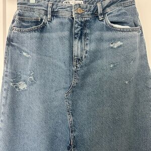 Zara jeans maxi skirt